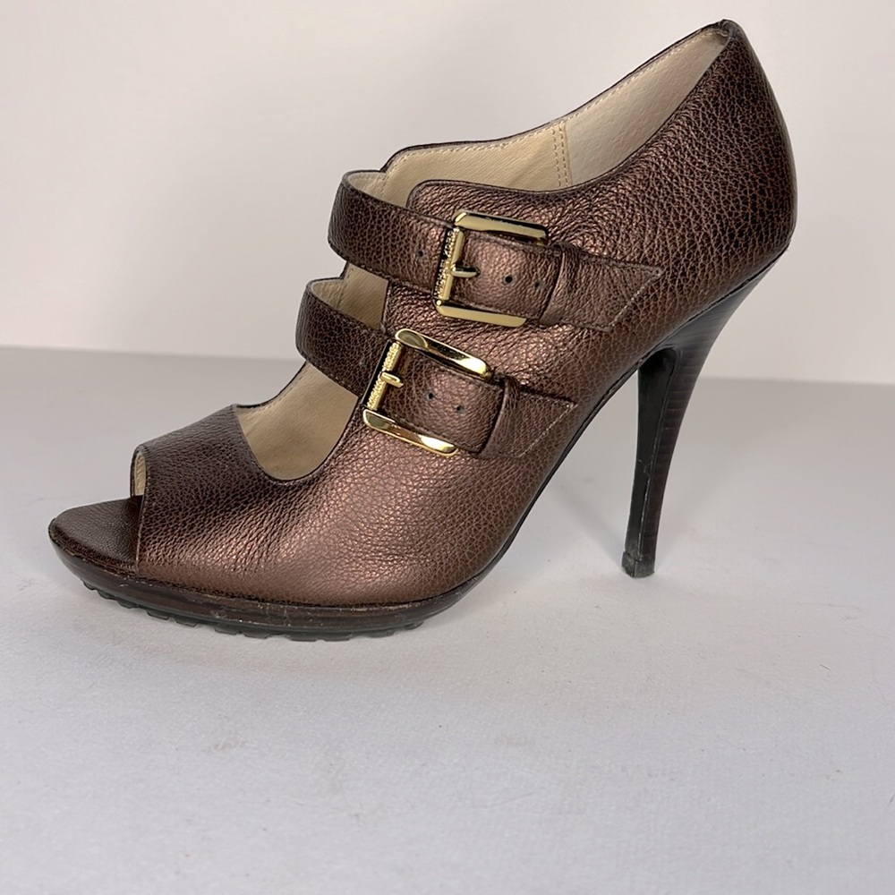Michael Kors Metallic Copper Peep Toe Strappy Pump Sz 6